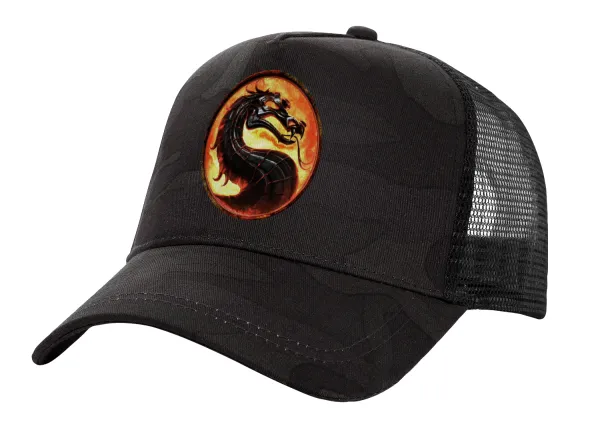 Mortal Kombat — Adult Structured Trucker Hat, with Mesh, Dark Army (100% COTTON, ADULT, UNISEX, ONE SIZE)