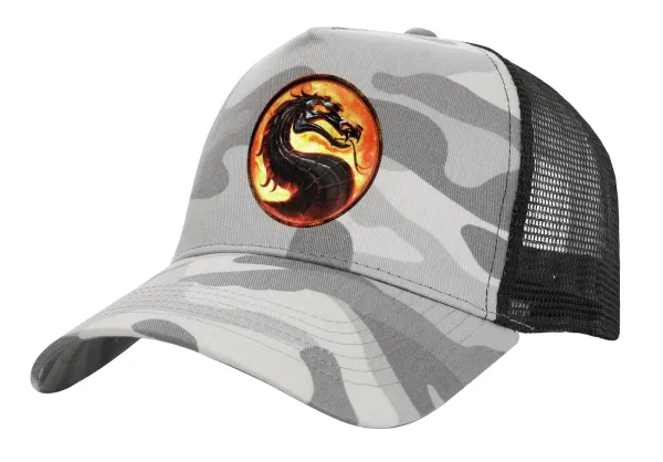 Mortal Kombat — Adult Structured Trucker Hat, with Mesh, (Camouflage) Army Camo (100% COTTON, ADULT, UNISEX, ONE SIZE)