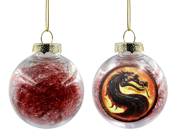 Mortal Kombat — Transparent Christmas tree ball ornament with red filling 8cm
