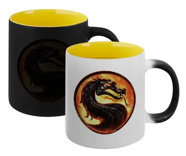 Mortal Kombat — Magic mug with yellow interior, ceramic, 330ml, changes colour with hot drinks