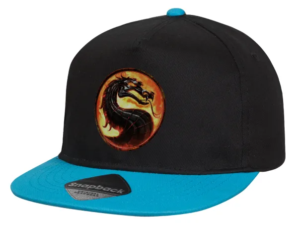 Mortal Kombat — Child's Flat Snapback Hat, Black/Blue (100% COTTON, CHILD, UNISEX, ONE SIZE)
