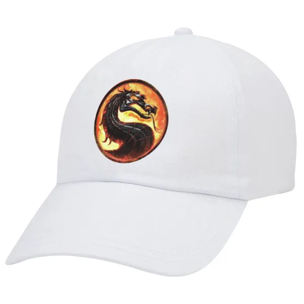 Mortal Kombat — Adult Baseball Cap White 5-panel (POLYESTER, ADULT, UNISEX, ONE SIZE)