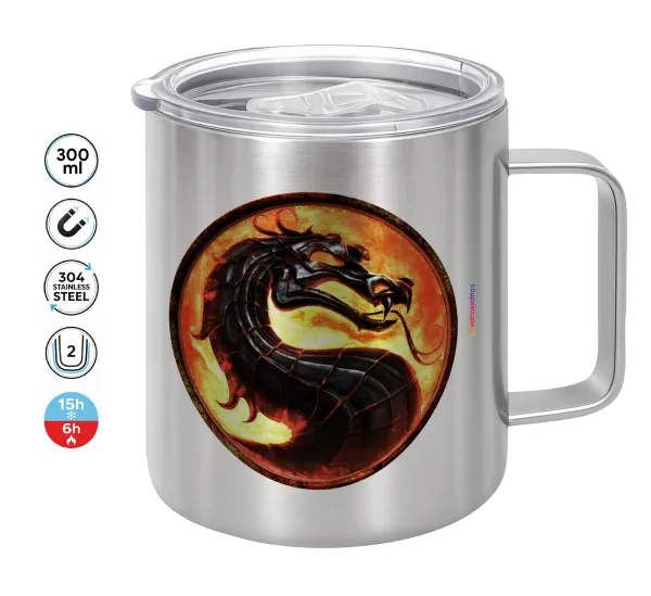 Mortal Kombat — Double-walled stainless steel mug 300ml with temperature-retaining lid