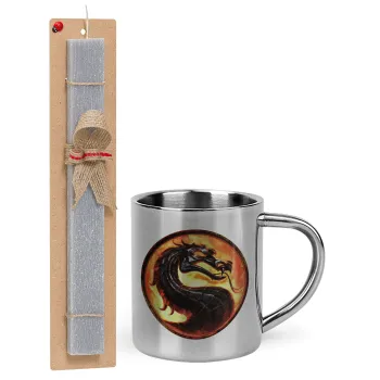 Mortal Kombat, Easter Set, metallic thermal cup (300ml) & Easter aromatic flat candle (30cm) (GRAY)