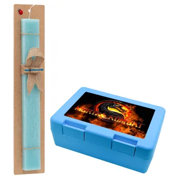 Mortal Kombat, Easter Set, children's snack container BLUE & Easter aromatic flat candle (30cm) (TURQUOISE)