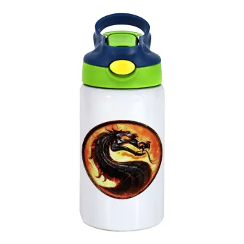Mortal Kombat, Παιδικό παγούρι θερμό, ανοξείδωτο, με καλαμάκι ασφαλείας, πράσινο/μπλε (350ml)