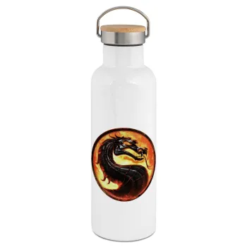 Mortal Kombat, Stainless steel White with wooden lid (bamboo), double wall, 750ml