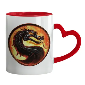 Mortal Kombat, Mug heart red handle, ceramic, 330ml