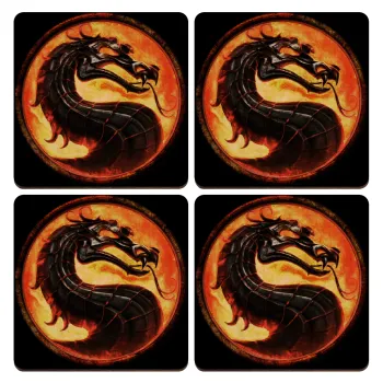Mortal Kombat, ΣΕΤ x4 Σουβέρ ξύλινα τετράγωνα plywood (9cm)