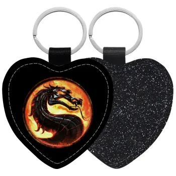 Mortal Kombat, Μπρελόκ PU δερμάτινο glitter καρδιά ΜΑΥΡΟ