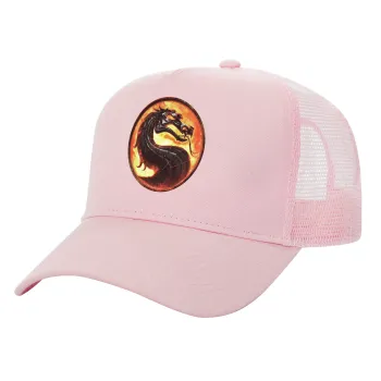 Mortal Kombat, Structured Trucker Children's Hat, with Mesh, PINK (100% COTTON, CHILDREN'S, UNISEX, ONE SIZE)