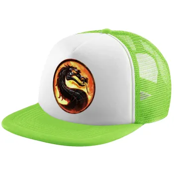 Mortal Kombat, Adult Soft Trucker Hat with Mesh GREEN/WHITE (POLYESTER, ADULT, ONE SIZE)