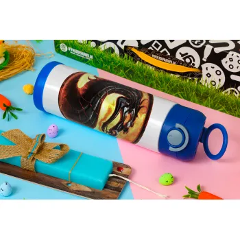 Mortal Kombat, Easter candle, Childrens hot water bottle, stainless steel, with safety straw, BLUE (500ml)