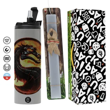Mortal Kombat, Easter candle with Grey Tumbler Thermo 600ml & aromatic flat candle (30cm) (GREY)