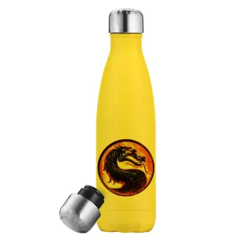 Mortal Kombat, Μεταλλικό παγούρι θερμός Κίτρινος (Stainless steel), διπλού τοιχώματος, 500ml
