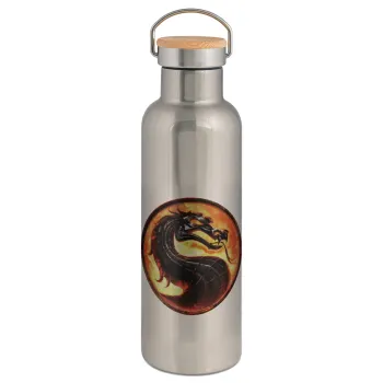 Mortal Kombat, Stainless steel Silver with wooden lid (bamboo), double wall, 750ml