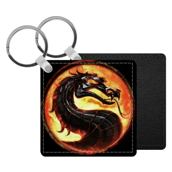 Mortal Kombat, Μπρελόκ Δερματίνη, τετράγωνο ΜΑΥΡΟ (5x5cm)