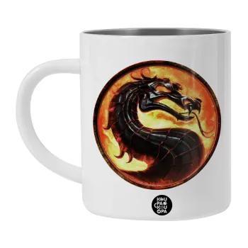 Mortal Kombat, Λευκή Ανοξείδωτη Μεταλλική Κούπα 450ml - Διπλού Τοιχώματος 