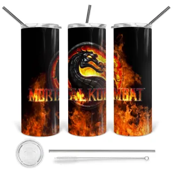 Mortal Kombat, Tumbler ποτήρι θερμό από ανοξείδωτο ατσάλι 600ml, με μεταλλικό καλαμάκι & βούρτσα καθαρισμού