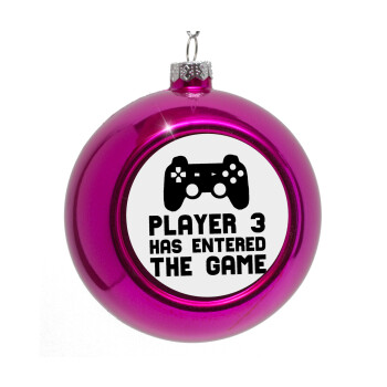 Player 3 has entered the Game, Στολίδι Χριστουγεννιάτικη μπάλα δένδρου Μωβ 8cm
