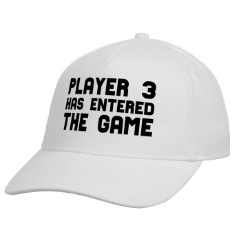 Player 3 has entered the Game, Καπέλο Ενηλίκων Baseball, Drill, Λευκό (100% ΒΑΜΒΑΚΕΡΟ, ΕΝΗΛΙΚΩΝ, UNISEX, ONE SIZE)