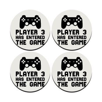 Player 3 has entered the Game, SET of 4 round wooden coasters (9cm)