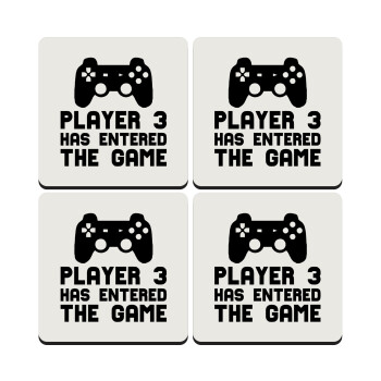 Player 3 has entered the Game, ΣΕΤ 4 Σουβέρ ξύλινα τετράγωνα (9cm)