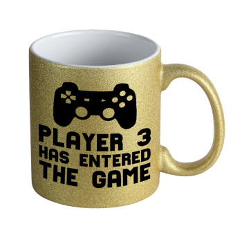Player 3 has entered the Game, Κούπα Χρυσή Glitter που γυαλίζει, κεραμική, 330ml