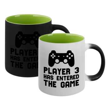 Player 3 has entered the Game, Κούπα Μαγική εσωτερικό πράσινο, κεραμική 330ml που αλλάζει χρώμα με το ζεστό ρόφημα