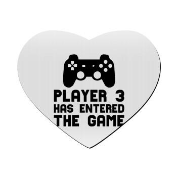 Player 3 has entered the Game, Mousepad heart 23x20cm