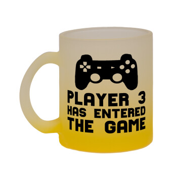 Player 3 has entered the Game, Κούπα γυάλινη δίχρωμη με βάση το κίτρινο ματ, 330ml
