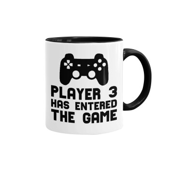 Player 3 has entered the Game, Mug colored black, ceramic, 330ml