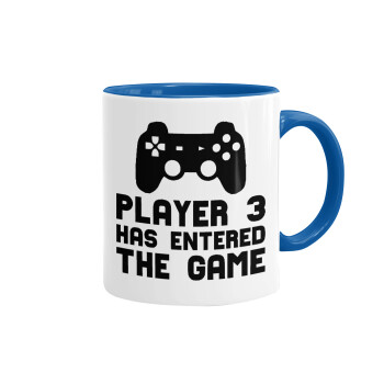 Player 3 has entered the Game, Mug colored blue, ceramic, 330ml
