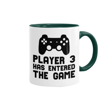 Player 3 has entered the Game, Mug colored green, ceramic, 330ml