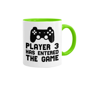Player 3 has entered the Game, Mug colored light green, ceramic, 330ml