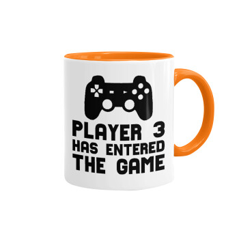 Player 3 has entered the Game, Mug colored orange, ceramic, 330ml