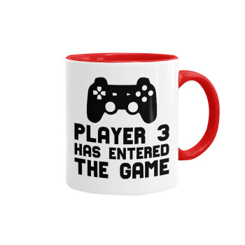 Player 3 has entered the Game, Mug colored red, ceramic, 330ml