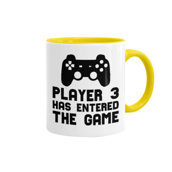 Player 3 has entered the Game, Mug colored yellow, ceramic, 330ml