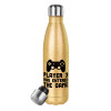 Μεταλλικό παγούρι θερμός Glitter χρυσό (Stainless steel), διπλού τοιχώματος, 500ml