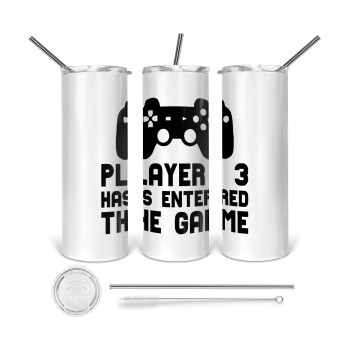 Player 3 has entered the Game, 360 Eco friendly stainless steel tumbler 600ml, with metal straw & cleaning brush
