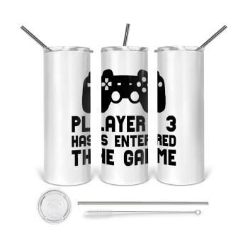 Player 3 has entered the Game, Tumbler stainless steel 600ml, with metal straw & cleaning brush