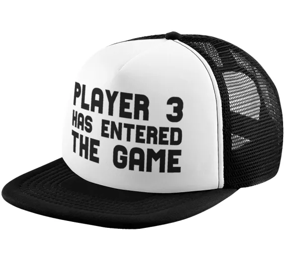 Player 3 has entered the Game — Καπέλο παιδικό Soft Trucker με Δίχτυ ΜΑΥΡΟ/ΛΕΥΚΟ (POLYESTER, ΠΑΙΔΙΚΟ, ONE SIZE)