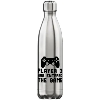 Player 3 has entered the Game, Inox (Stainless steel) hot metal mug, double wall, 750ml