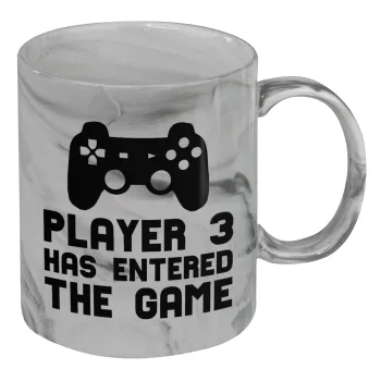 Player 3 has entered the Game, Mug ceramic marble style, 330ml