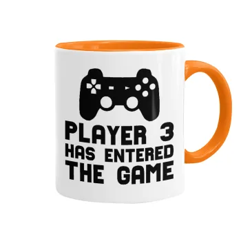 Player 3 has entered the Game, Κούπα χρωματιστή πορτοκαλί, κεραμική, 330ml