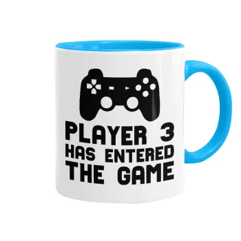 Player 3 has entered the Game, Κούπα χρωματιστή γαλάζια, κεραμική, 330ml