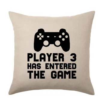Player 3 has entered the Game, Μαξιλάρι καναπέ ΛΙΝΟ 40x40cm περιέχεται το  γέμισμα