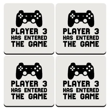 Player 3 has entered the Game, ΣΕΤ 4 Σουβέρ ξύλινα τετράγωνα (9cm)