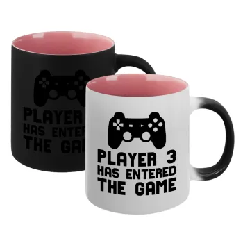 Player 3 has entered the Game, Κούπα Μαγική εσωτερικό ΡΟΖ, κεραμική 330ml που αλλάζει χρώμα με το ζεστό ρόφημα