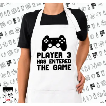 Player 3 has entered the Game, Ποδιά μακριά Σεφ ολόσωμη με τσέπες white (ΕΝΗΛΙΚΩΝ)